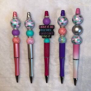 5 piece- Mermaid Lovers themed handcrafted beaded pens set.